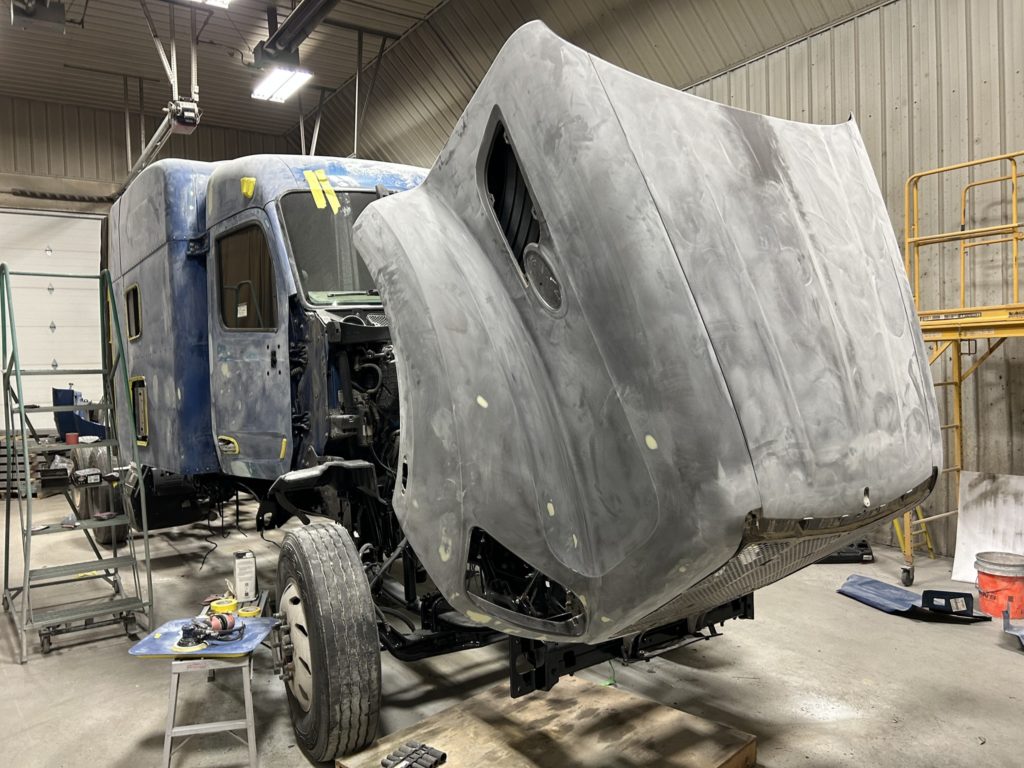 sanded truck's hood