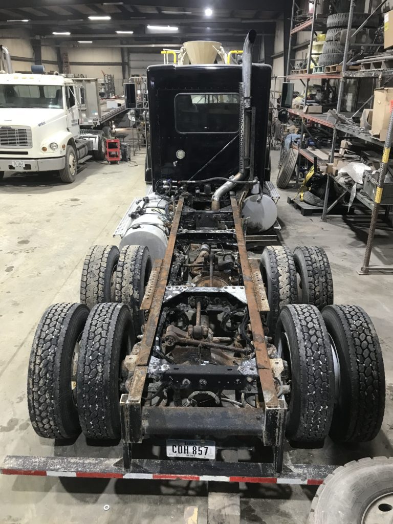 black truck's top view of the back of it