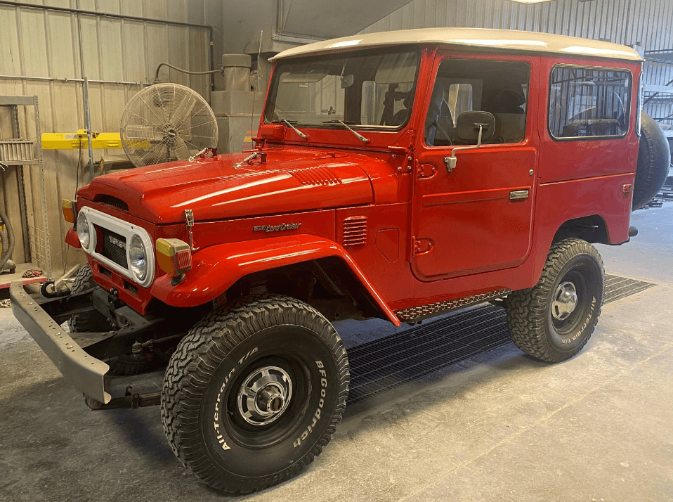 Red Toyota Land Cruiser Angle View